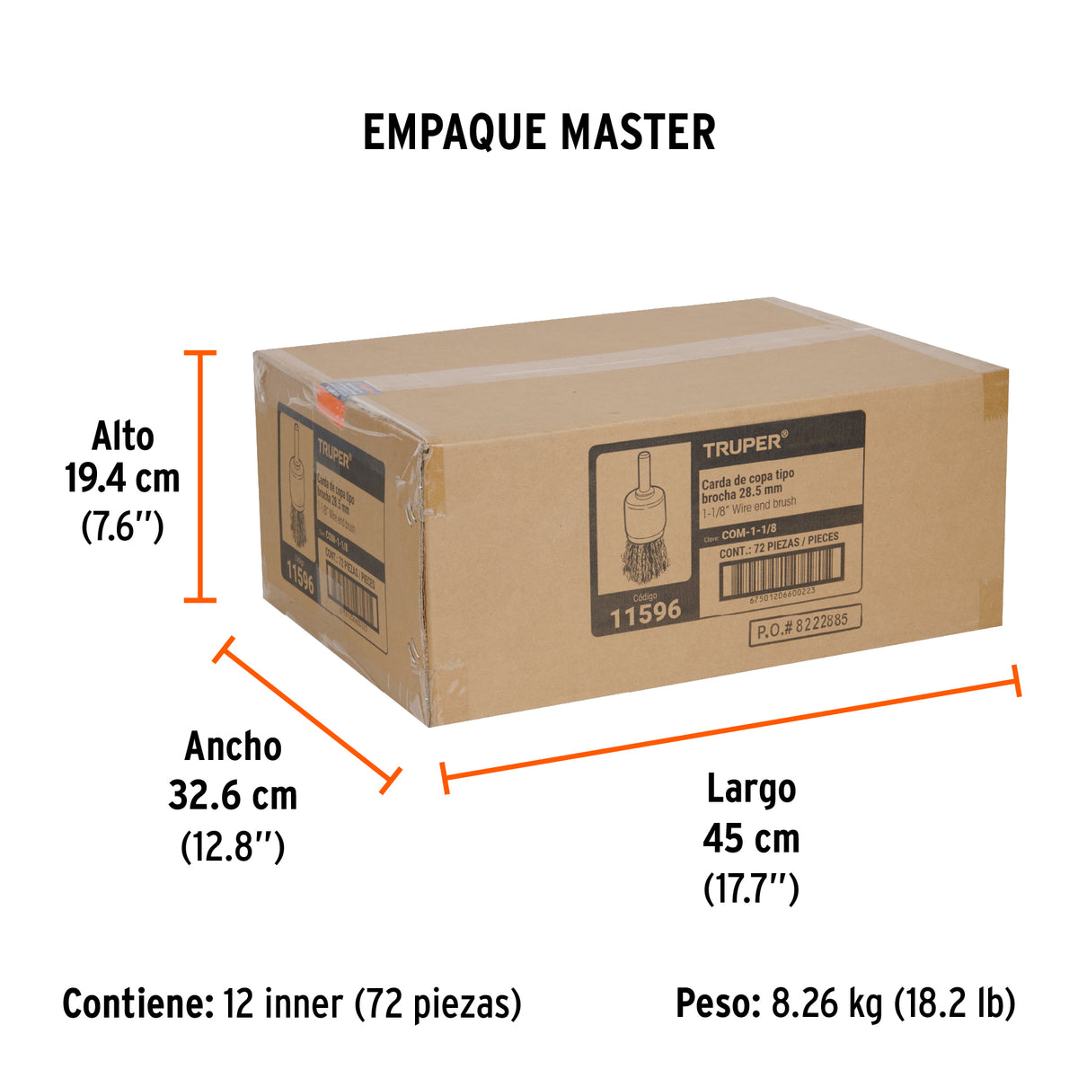 Carda tipo brocha alambre grueso para taladro TRUPER 1-1/8"