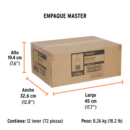 Carda tipo brocha alambre grueso para taladro TRUPER 1-1/8"
