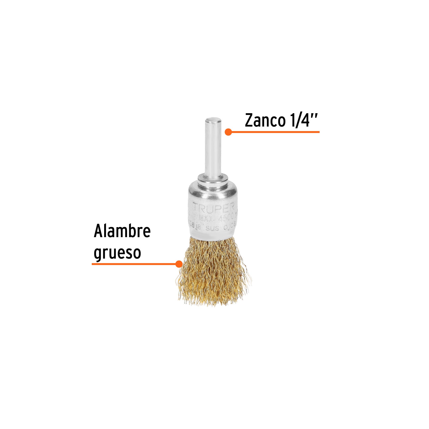 Carda tipo brocha alambre grueso para taladro TRUPER 3/4"