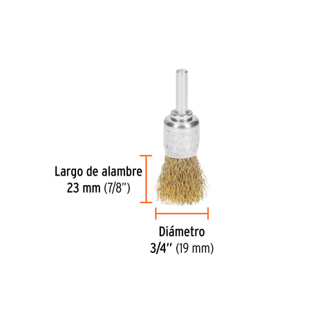 Carda tipo brocha alambre grueso para taladro TRUPER 3/4"