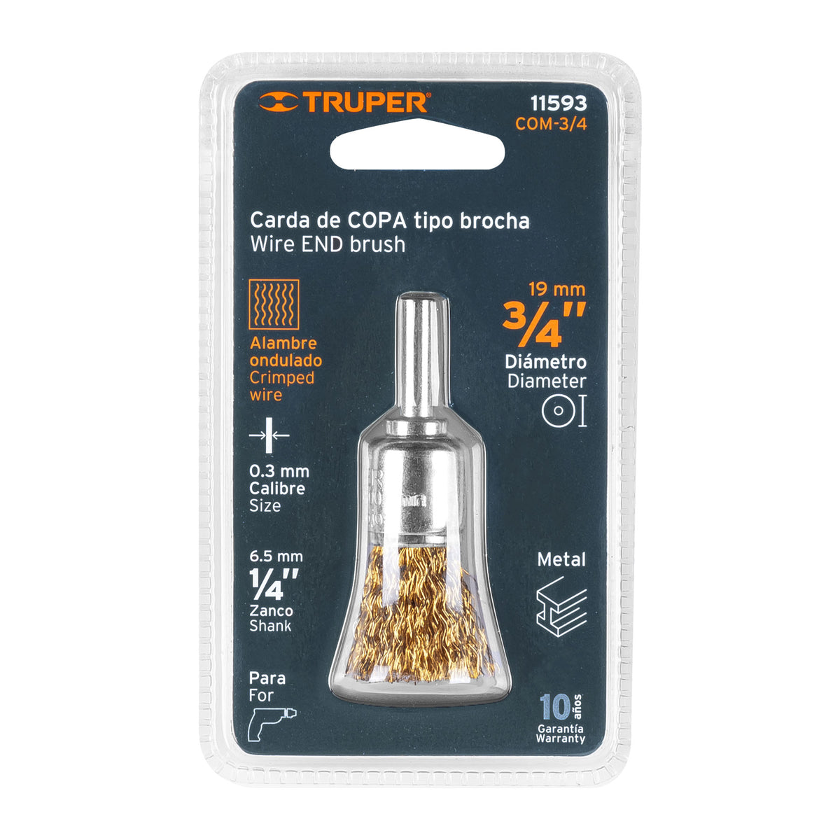 Carda tipo brocha alambre grueso para taladro TRUPER 3/4"