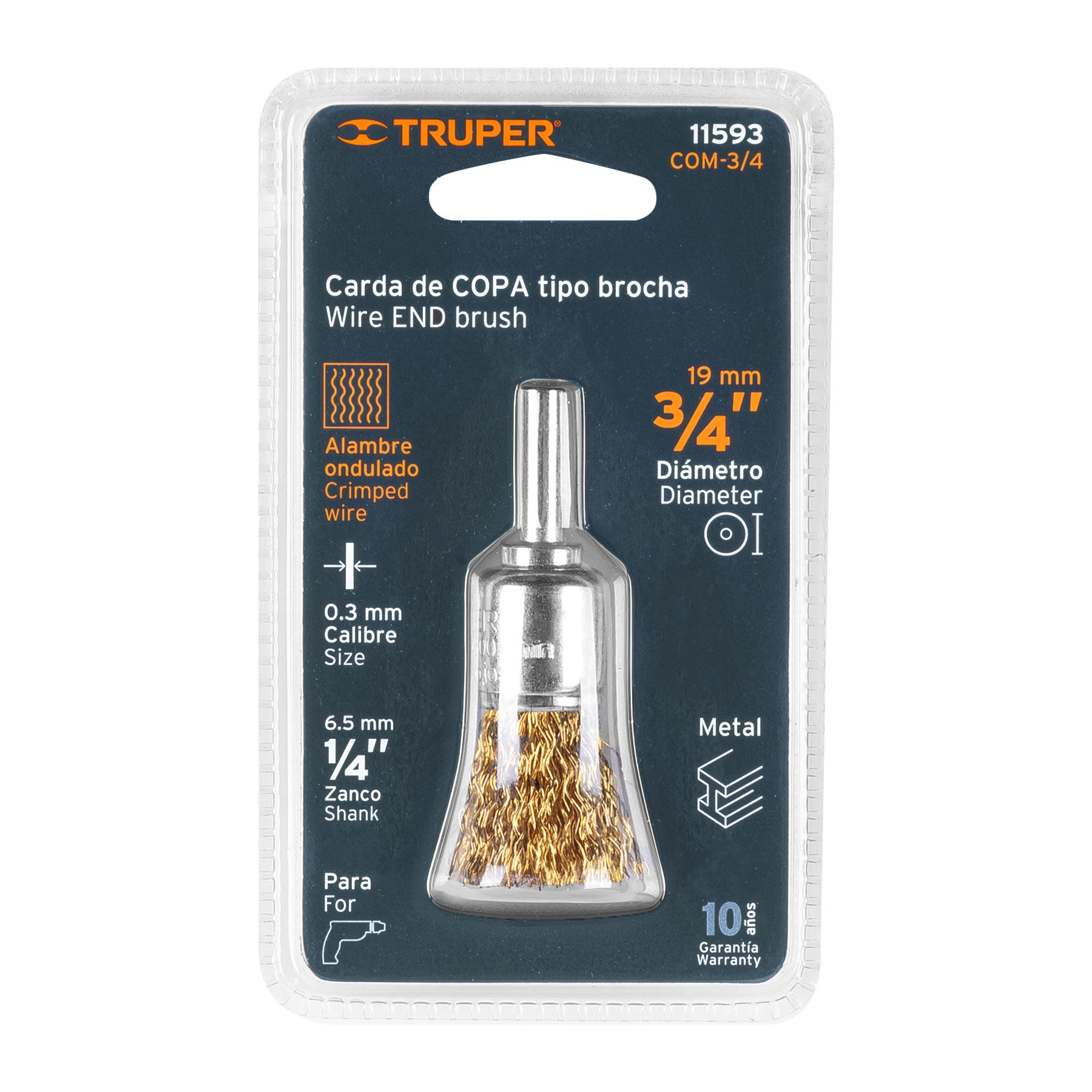 Carda tipo brocha alambre grueso para taladro TRUPER 3/4"