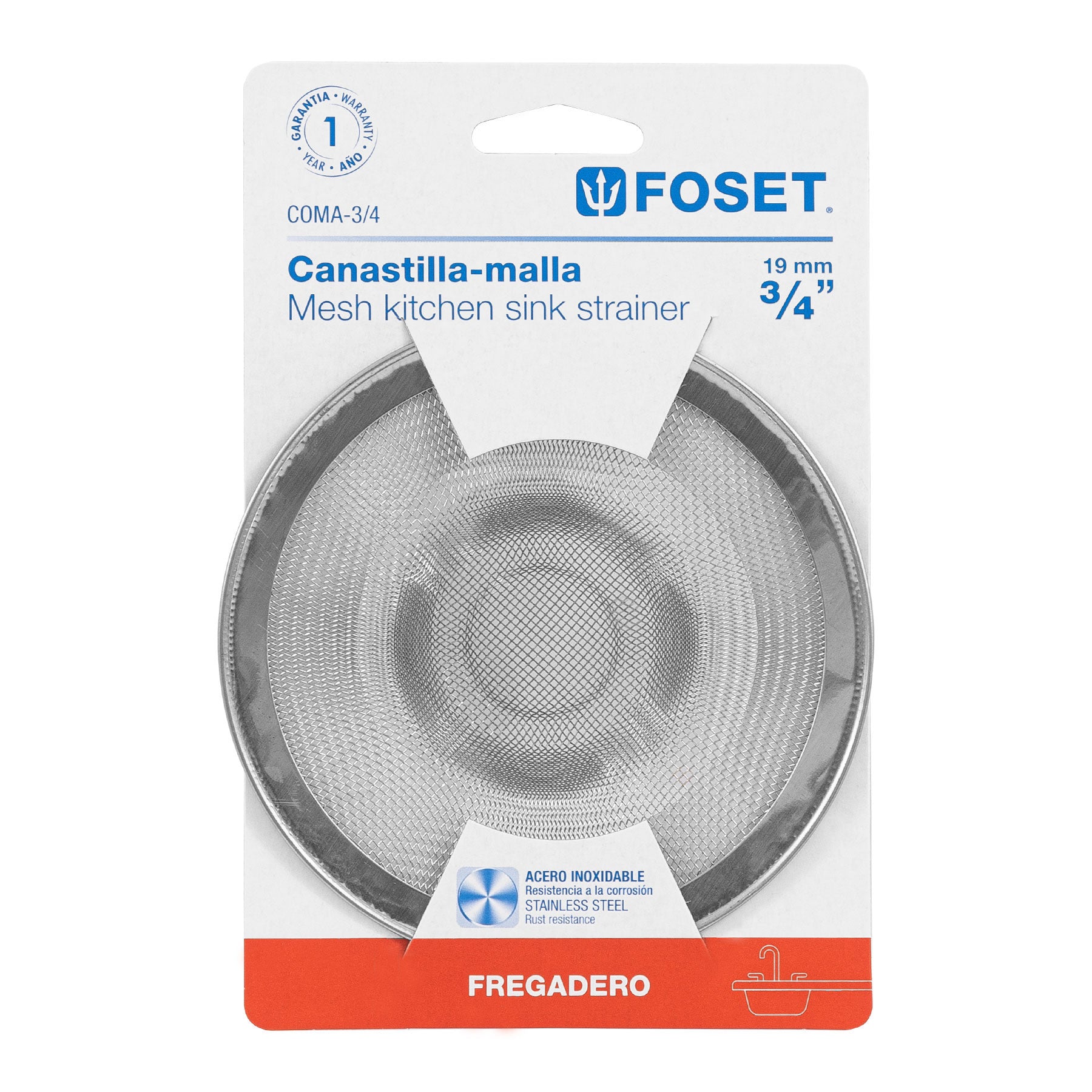 Canastilla malla 3/4" inox para fregadero FOSET