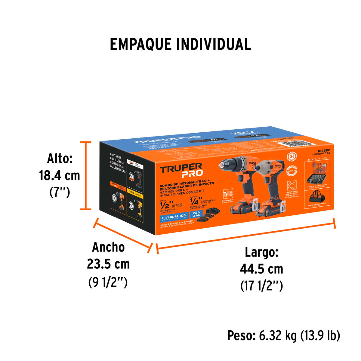 Combo rotomartillo/destornillador impacto 20V TRUPER PRO