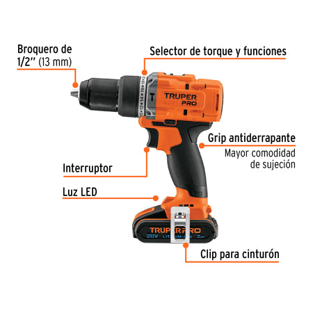 Combo rotomartillo/destornillador impacto 20V TRUPER PRO