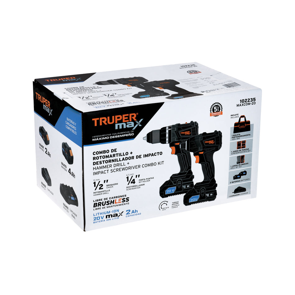 Combo rotomartillo/destornillador impacto, 20V, PRO