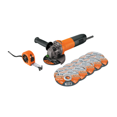 Combo esmeriladora 4-1/2" 700W discos y flexometro PRO