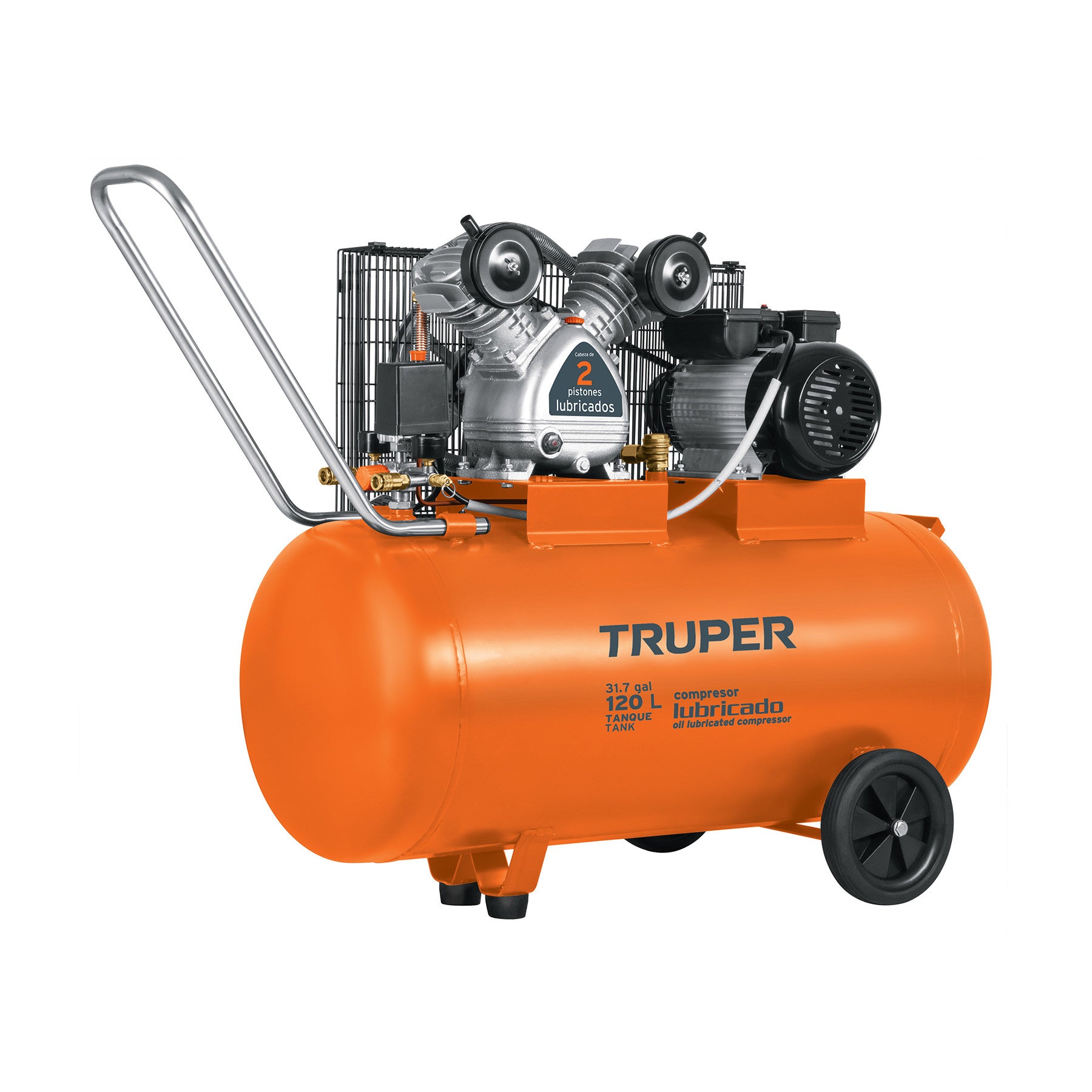 Compresor lubricado de banda 120L4HP hor 220V TRUPER