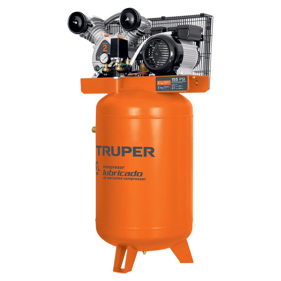 Compresor lubricado de banda 120L 4HP vert 220V TRUPER