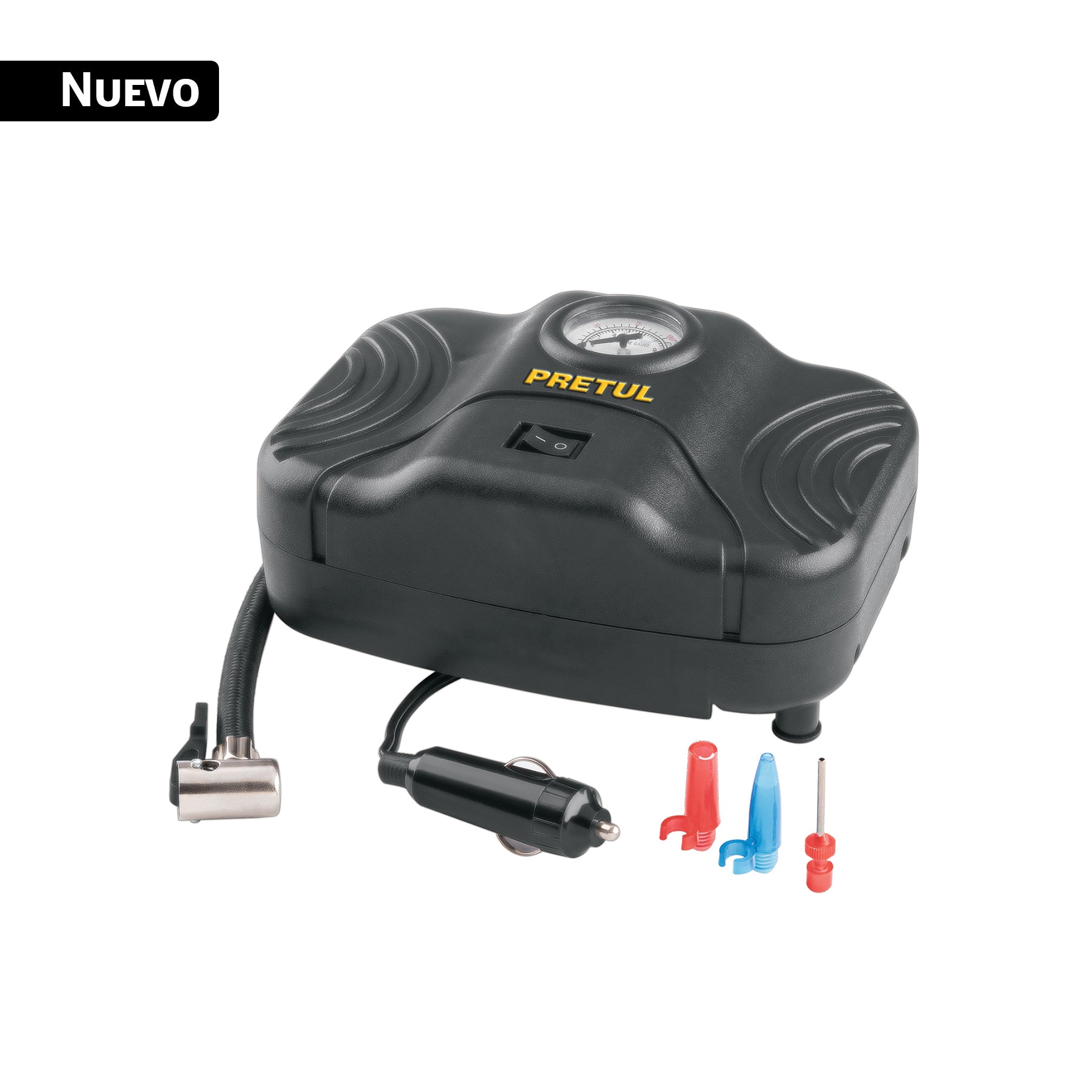 Inflador portatil para auto 12 V PRETUL