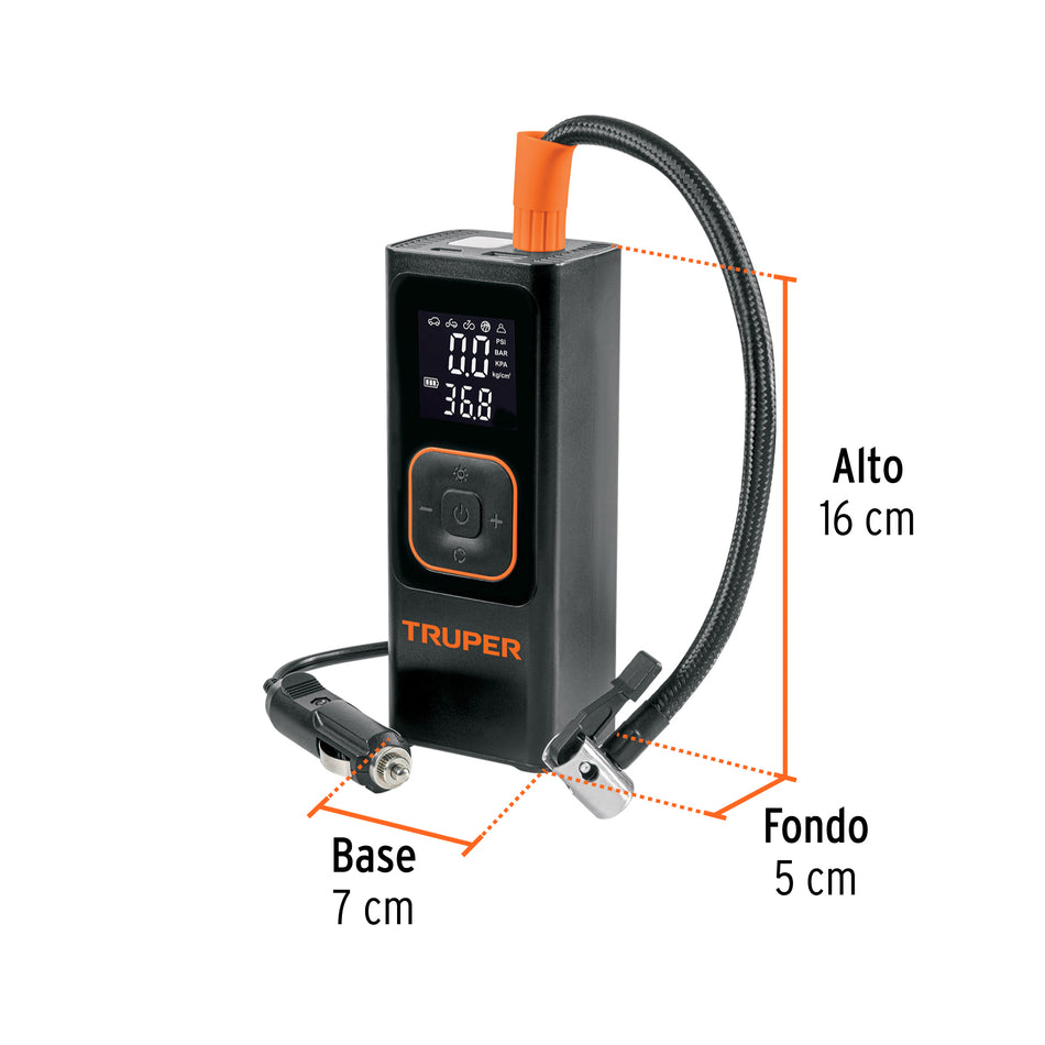 Inflador de aire inalámbrico portátil 150 PSI, TRUPER