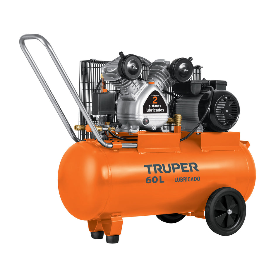 Compresor lubricado de banda 60L hor 4HP 127V TRUPER