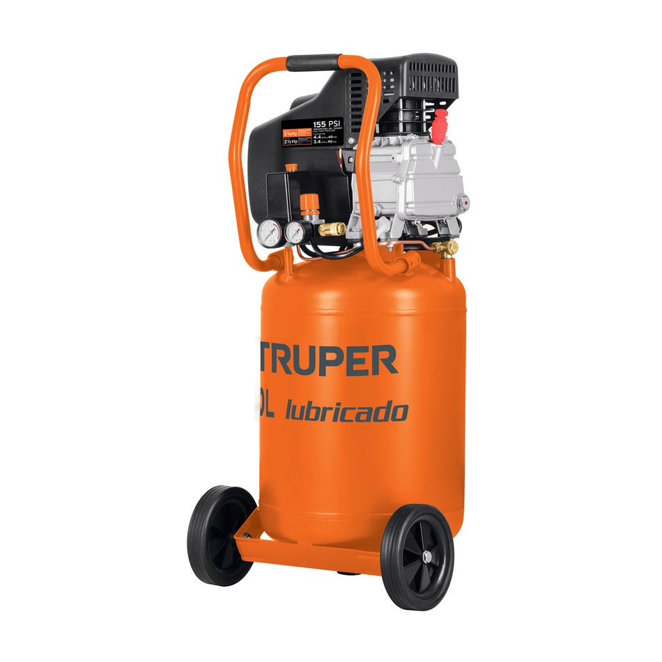 Compresor lubricado 3-1/2HP vertical TRUPER 80 L