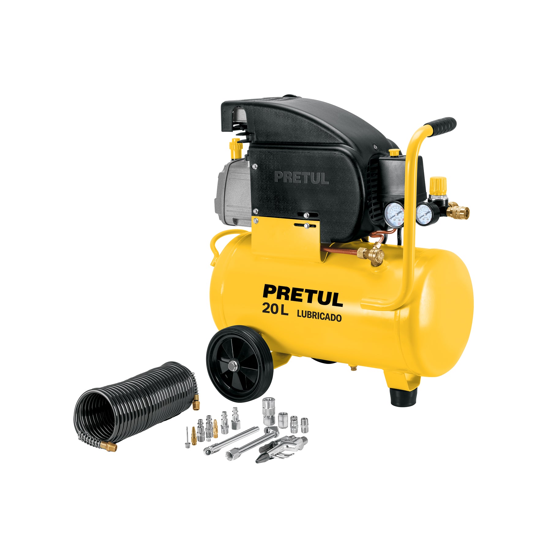 Kit Compresor lub 20L manguera y accesorios 127V PRETUL