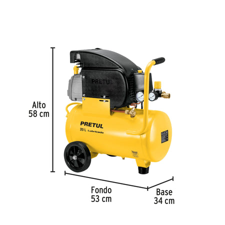 Kit Compresor lub manguera y pistola baja127V PRETUL 20 L