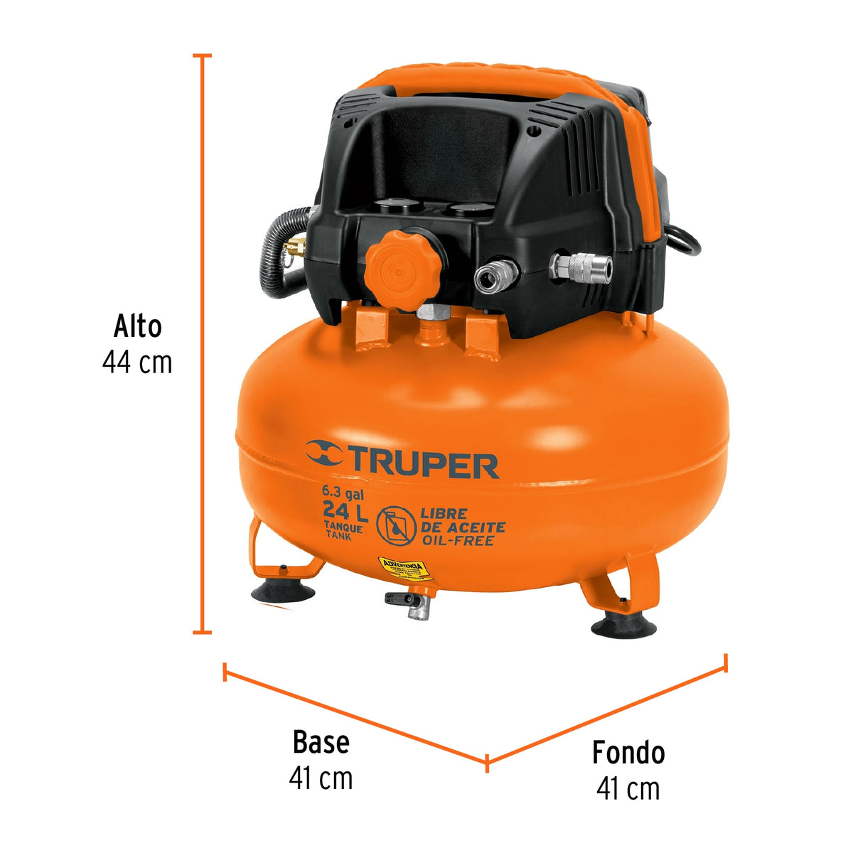 Kit compresor libre de aceite 24L manguera y pistolaTRUPER