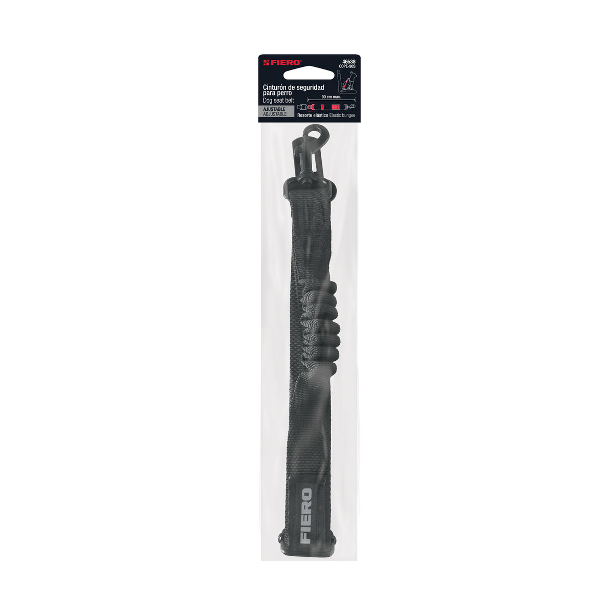Correa de perro para cinturon de seguridad 90cm FIERO