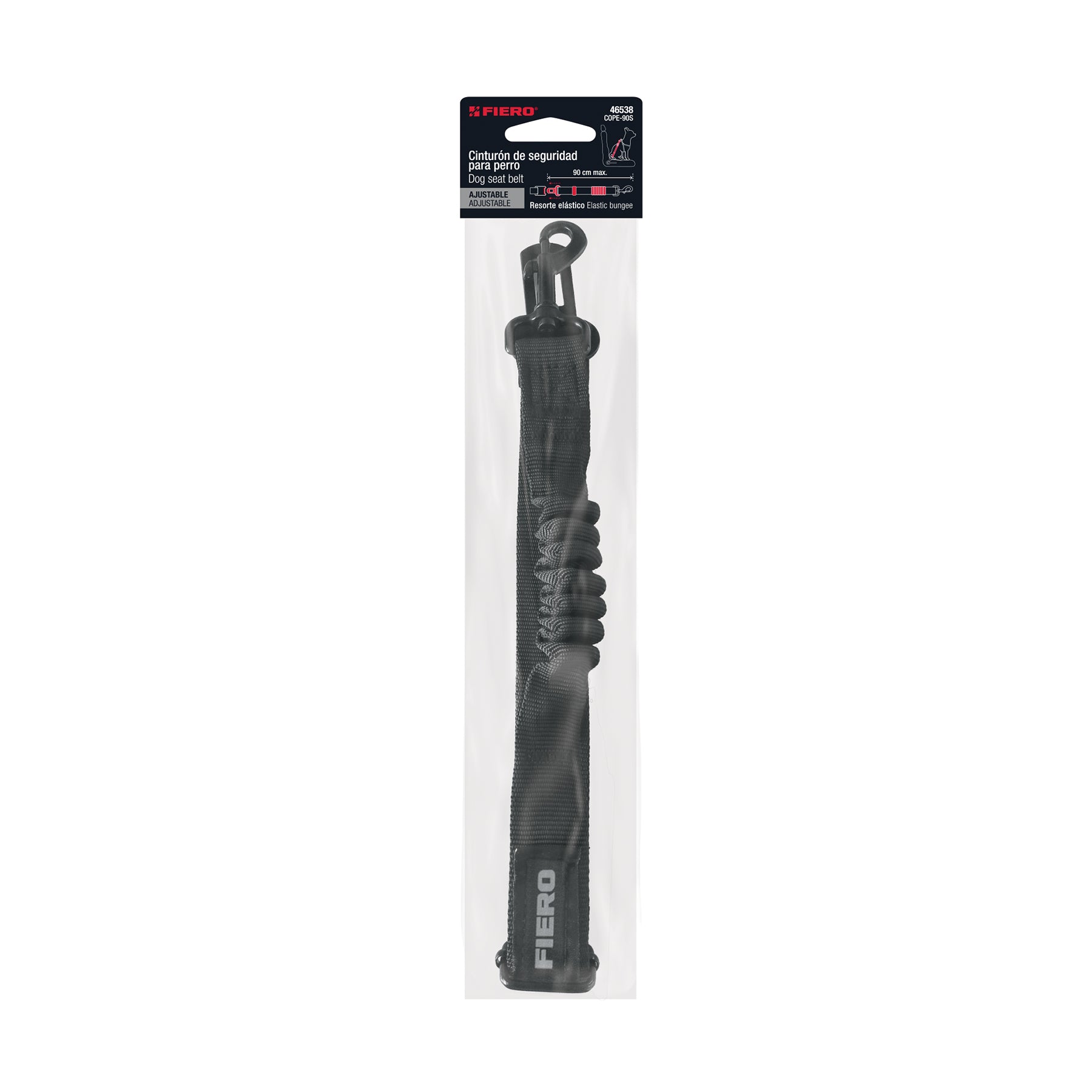 Correa de perro para cinturon de seguridad 90cm FIERO