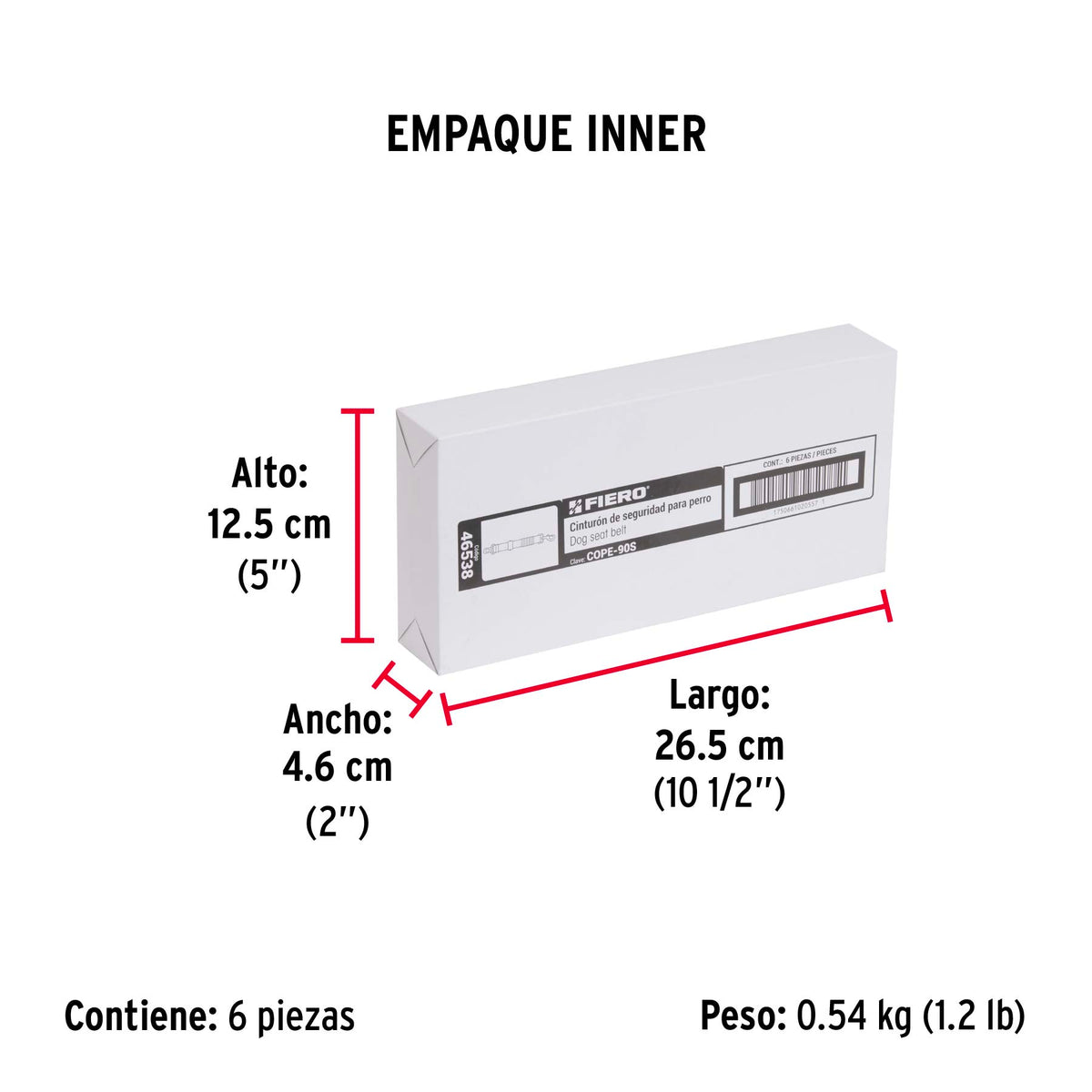 Correa de perro para cinturon de seguridad 90cm FIERO