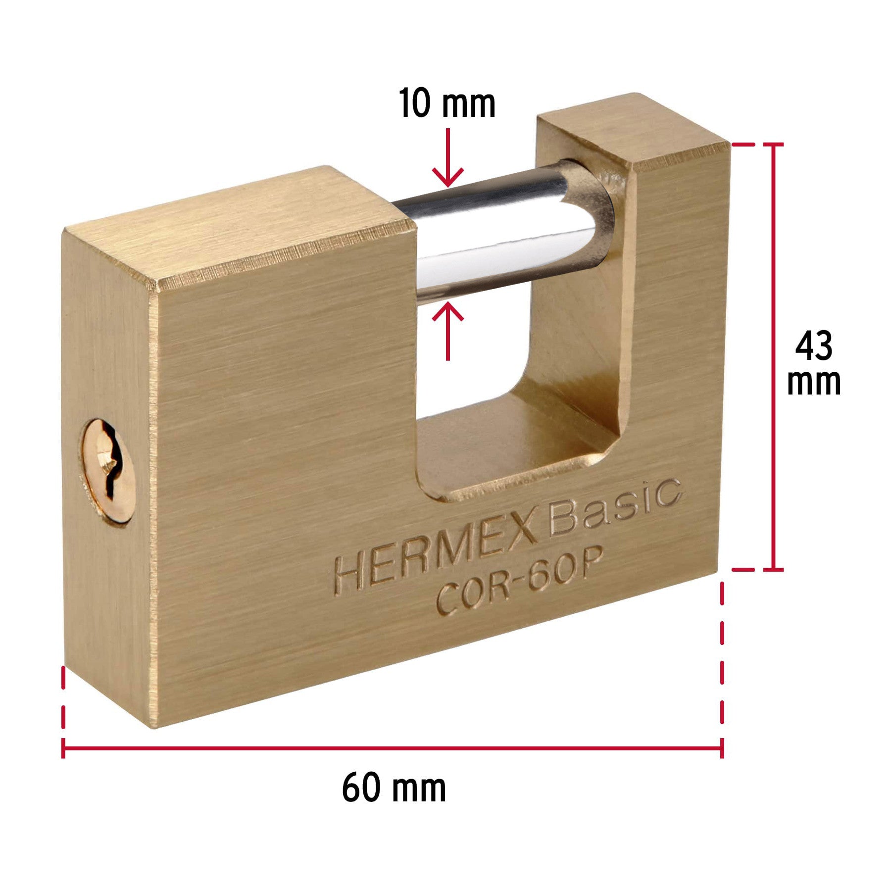Candado antipalanca 60 mm cuerpo de latón, HERMEX BASIC 60 mm