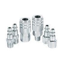 Juego de 4 conectores rapidos y 2 coples de acero PRETUL