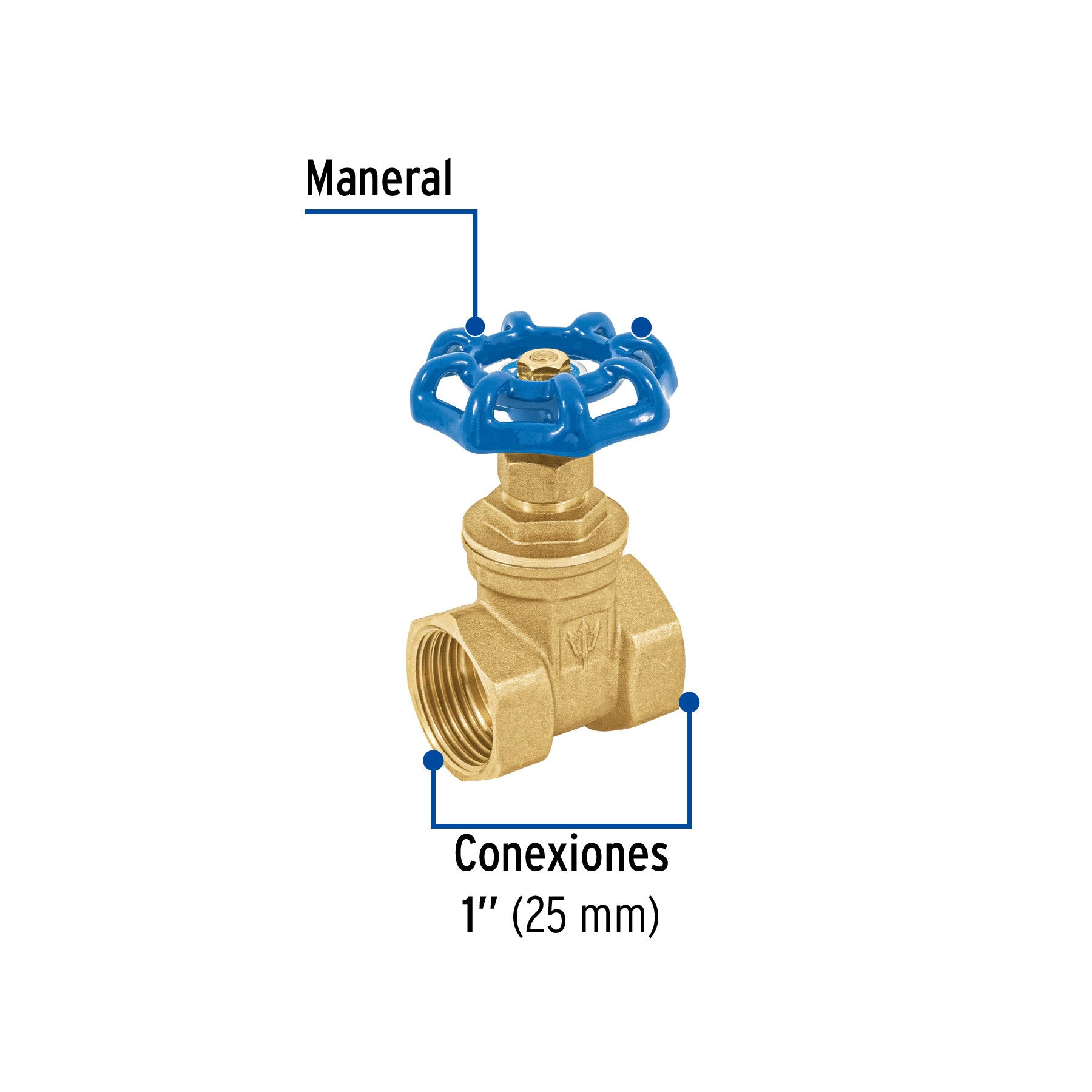 Valvula de compuerta de laton roscable de 1 FOSET 1/2"