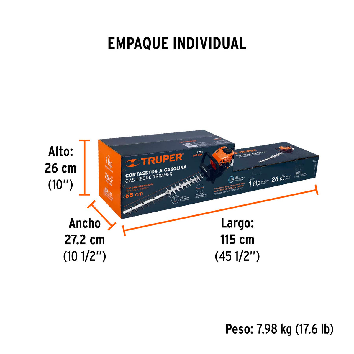 Cortasetos con motor a gasolina 26 cc profesional Truper