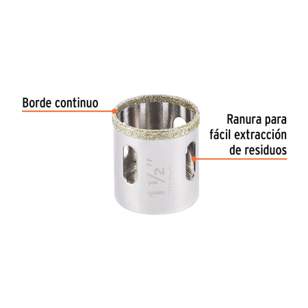 Brocasierra diamante 1-1/2' borde segmentado, Truper 1/2'