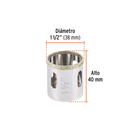 Brocasierra diamante 1-1/2' borde segmentado, Truper 1/2'