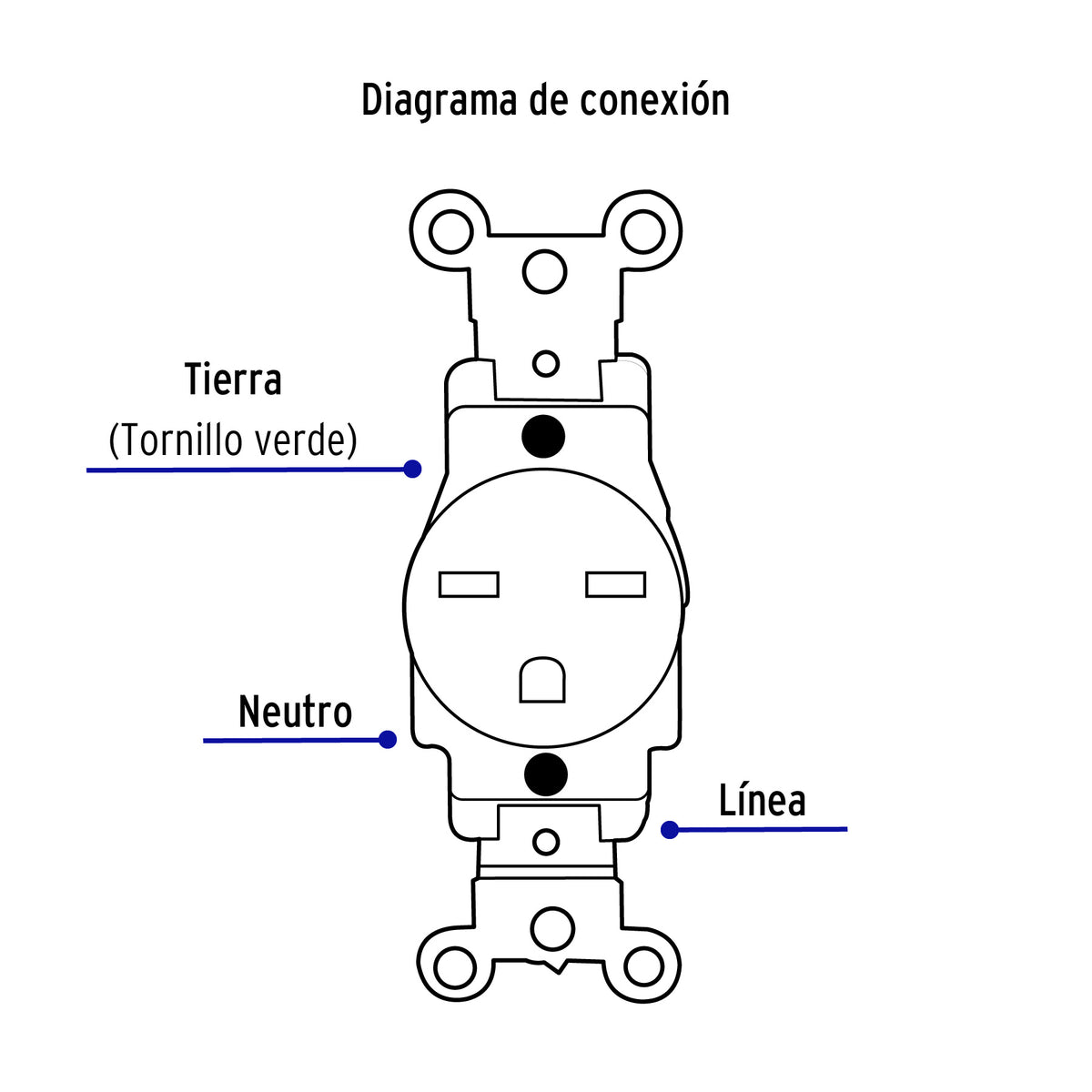 Contacto sencillo, cara de chino, Standard, blanco, Volteck
