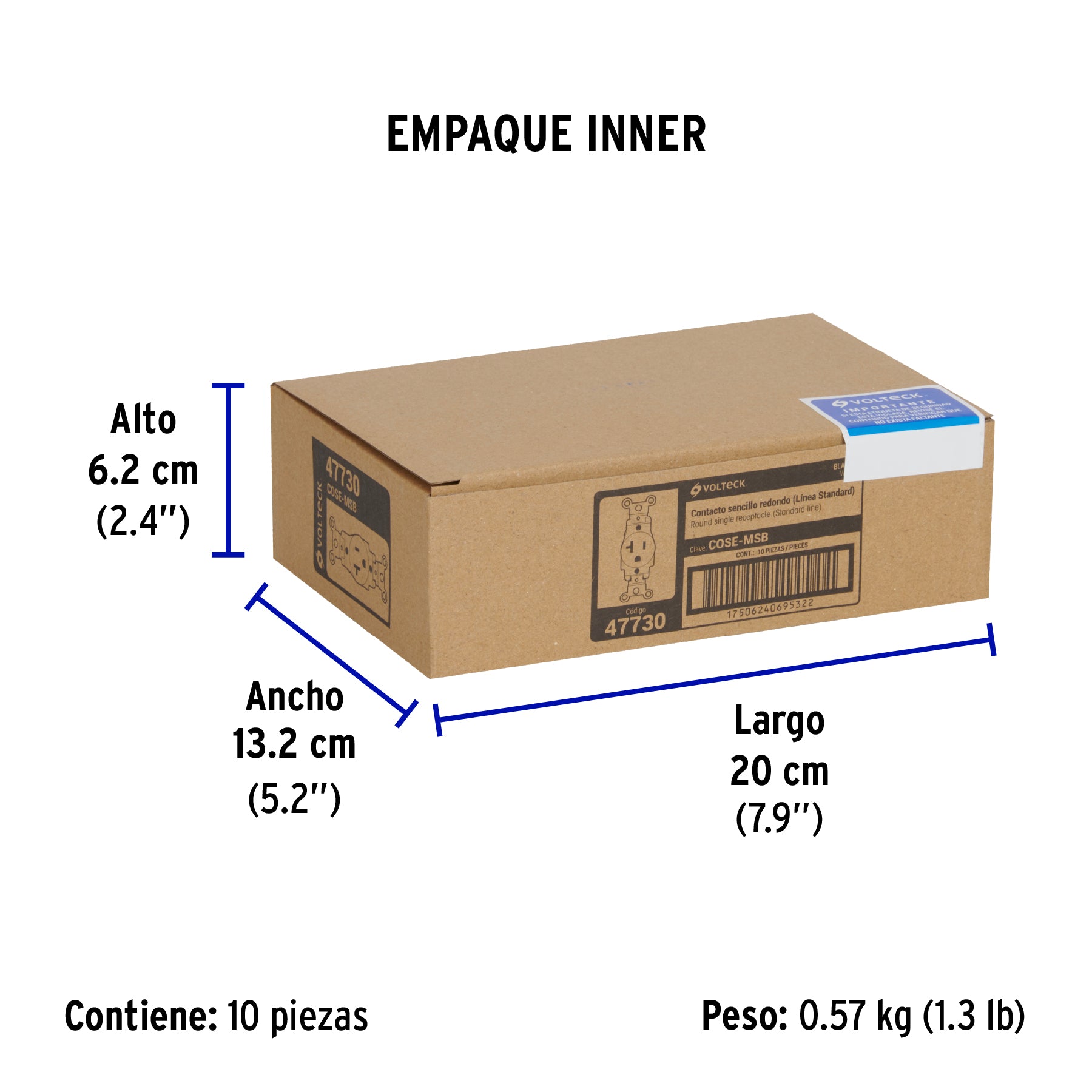 Contacto sencillo 2 polos 3 hilos Standard 20A