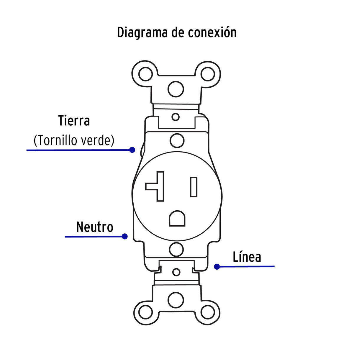 Contacto sencillo, 2 polos 3 hilos, 20 A, Standard, marfil