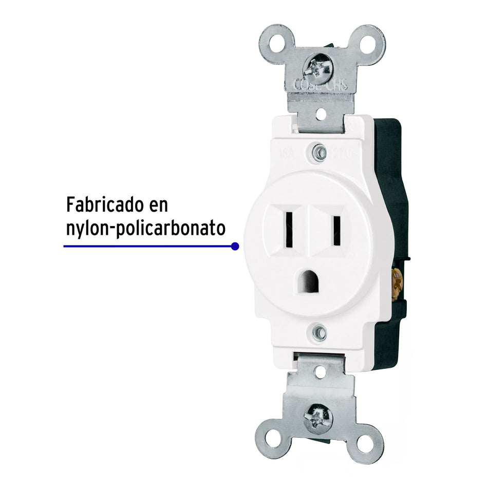 Contacto sencillo 2 polos 3 hilos Standard blanco