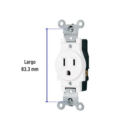 Contacto sencillo 2 polos 3 hilos Standard blanco
