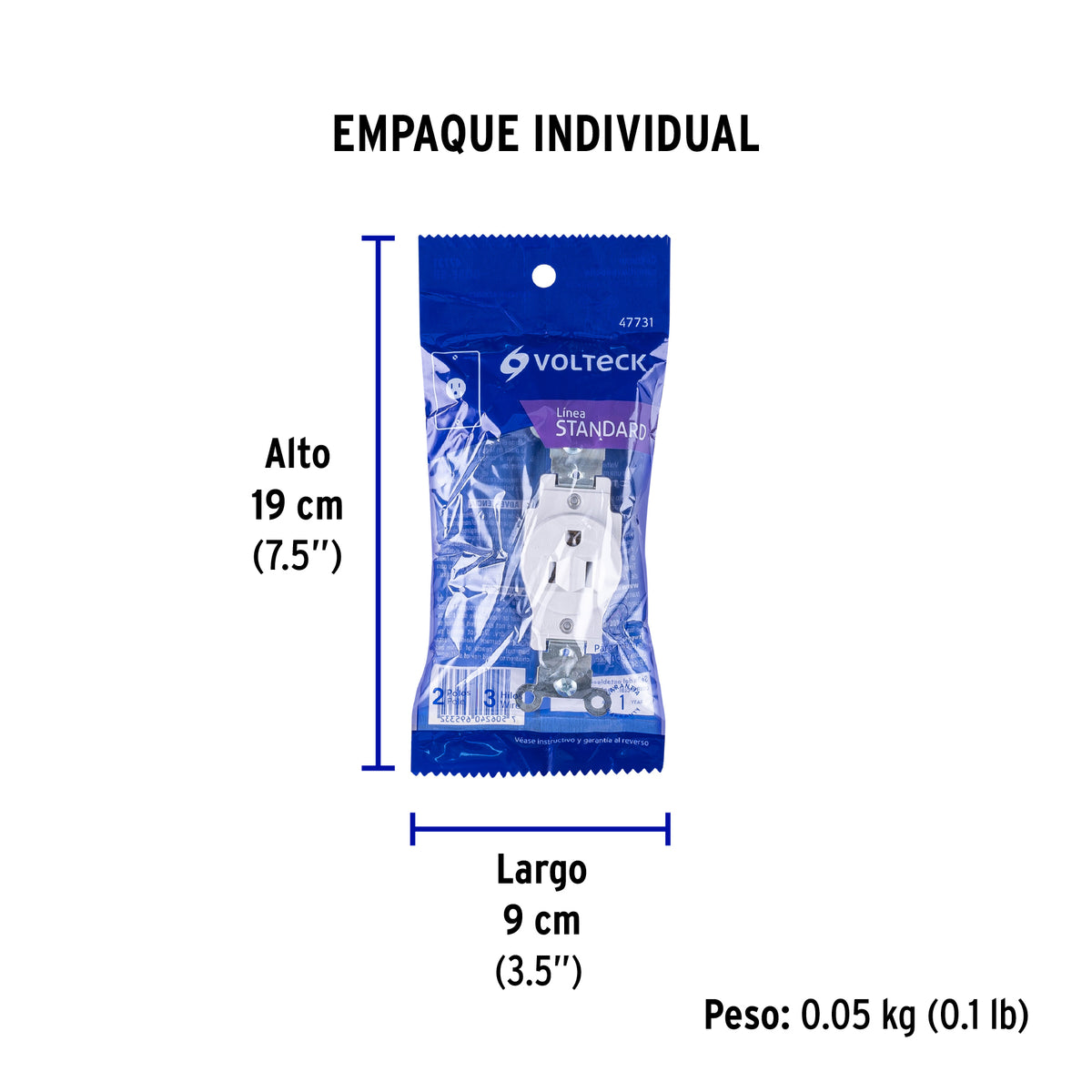 Contacto sencillo 2 polos 3 hilos Standard blanco