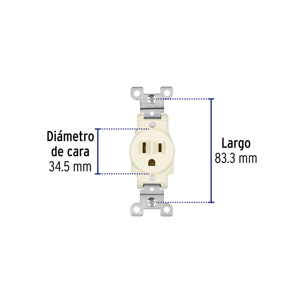 Contacto sencillo, 2 polos 3 hilos, Standard, marfil