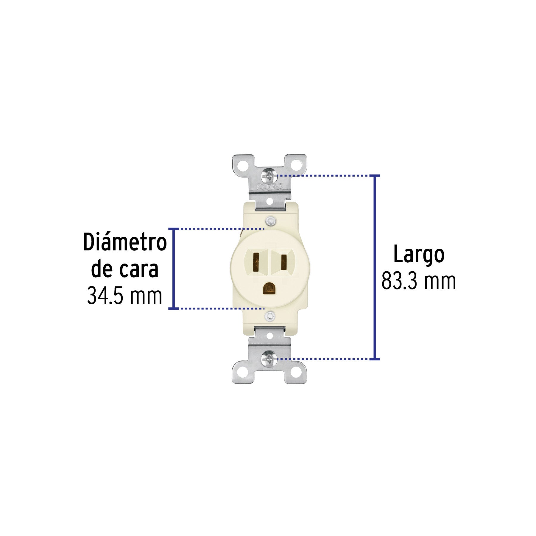 Contacto sencillo, 2 polos 3 hilos, Standard, marfil