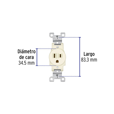 Contacto sencillo, 2 polos 3 hilos, Standard, marfil