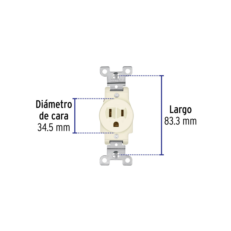 Contacto sencillo, 2 polos 3 hilos, Standard, marfil