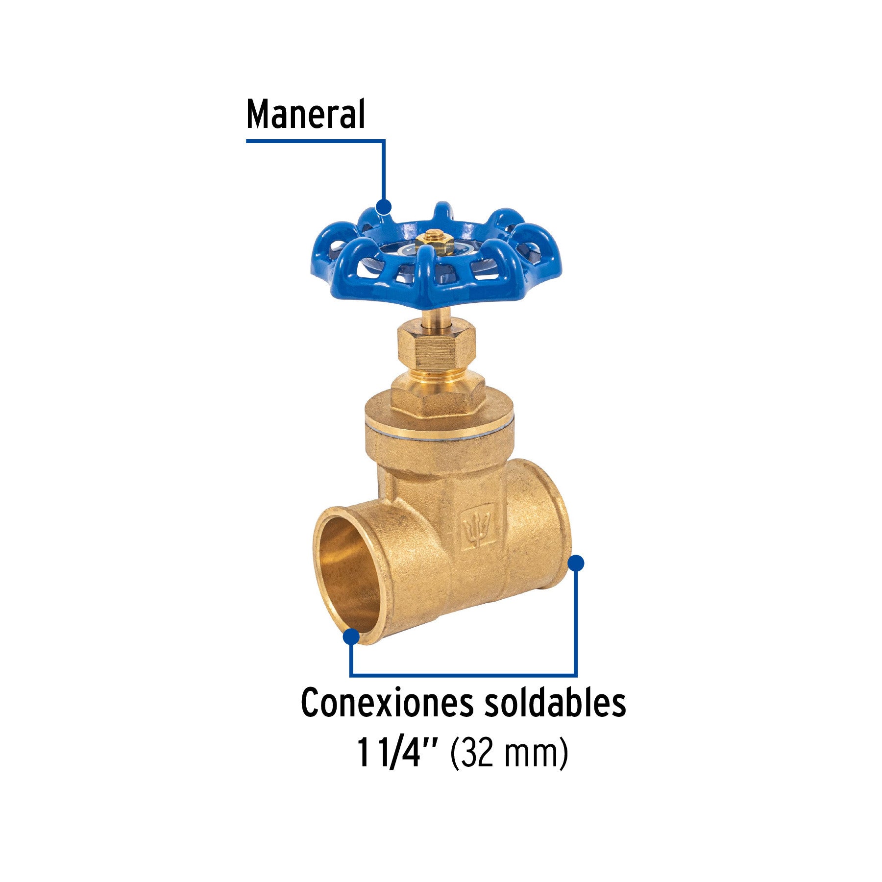 Válvula de compuerta de latón soldable de 1 1/4', FOSET