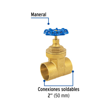 Válvula de compuerta de latón soldable de 2', FOSET