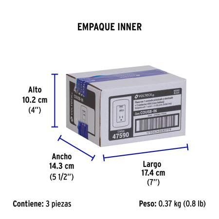 Contacto aterrizado + 2 puertos USB, negro, línea Italiana