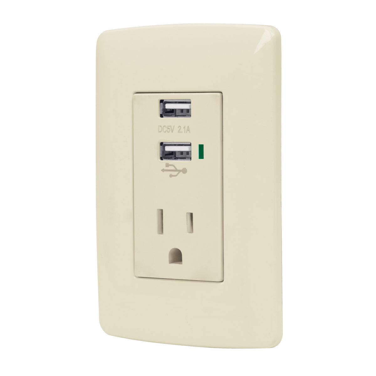 Contacto aterrizado + 2 puertos USB, plata, línea Italiana
