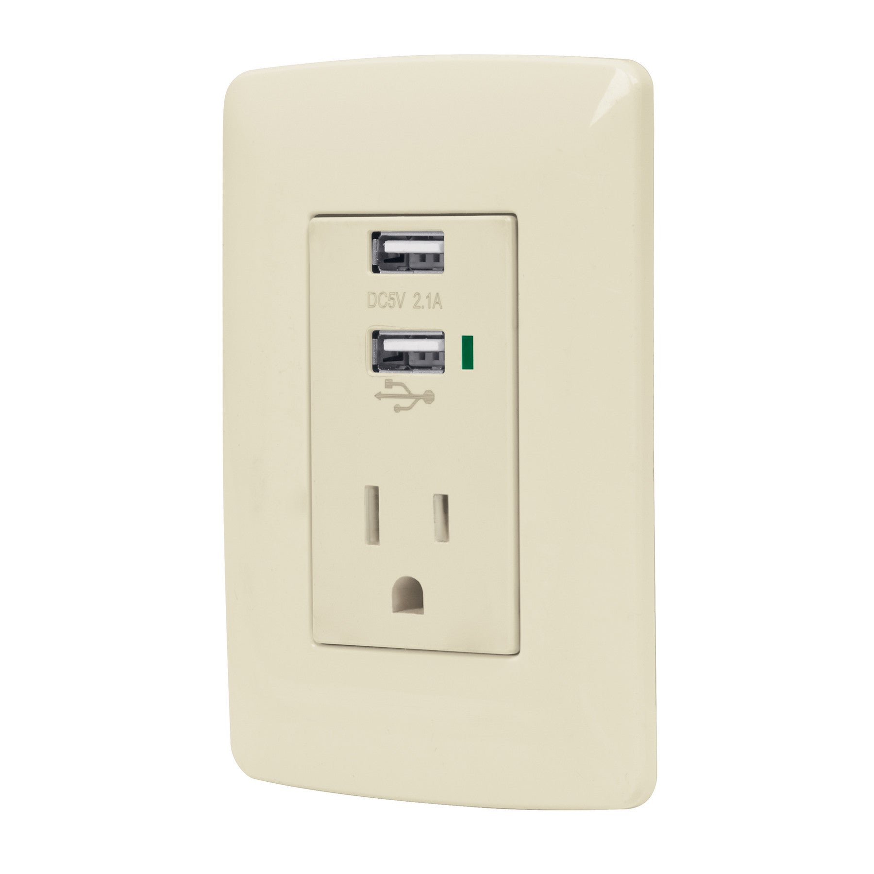 Contacto aterrizado + 2 puertos USB, plata, línea Italiana