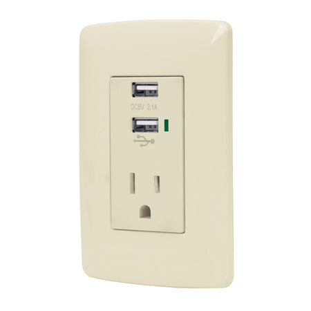 Contacto aterrizado + 2 puertos USB, plata, línea Italiana