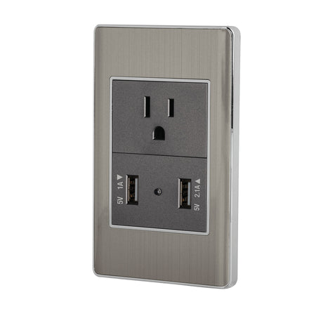 Placa armada acero contacto y 2 puertos USB 1.5 mod Lisboa