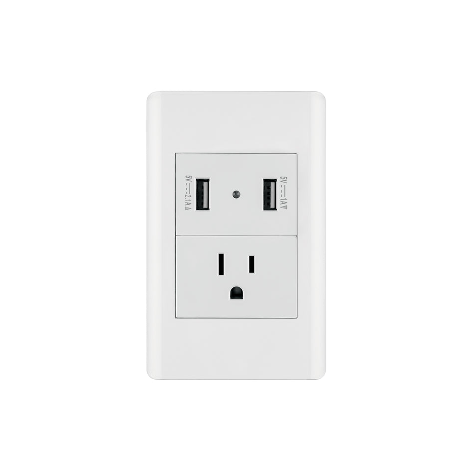 Placa armada blanca contacto y 2 puertos USB 1.5 mód, Lisboa