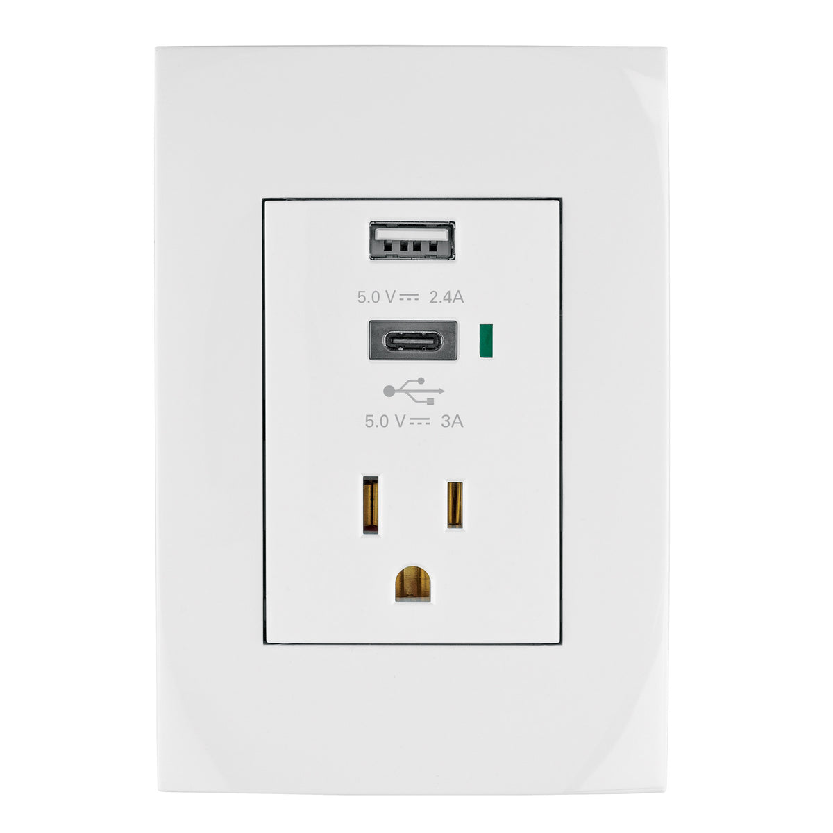 Contacto 2polos + tierra con 2 puertos USB, Oslo, blanco