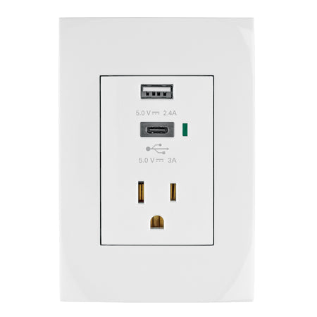 Contacto 2polos + tierra con 2 puertos USB, Oslo, blanco