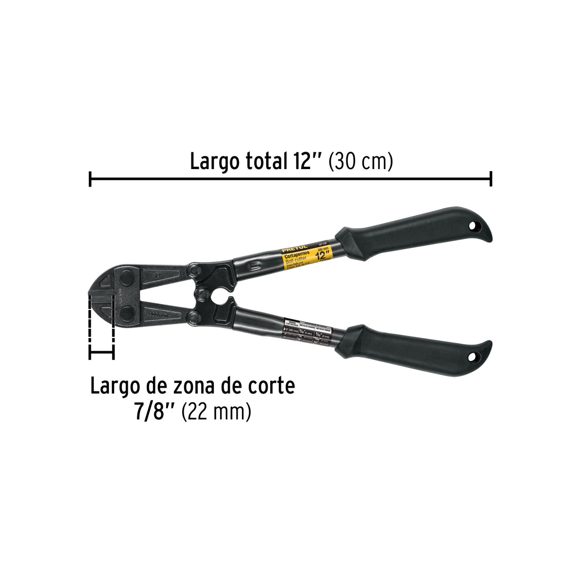 Cortapernos 12', mango tubular, PRETUL 12'